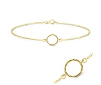 Gold Plated Twisted Circle Silver Anklet ANK-212n-GP